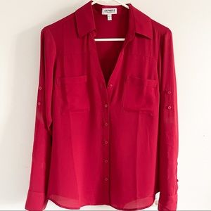 EXPRESS Brand | Solid Red, Two Pocket Portofino Shirt